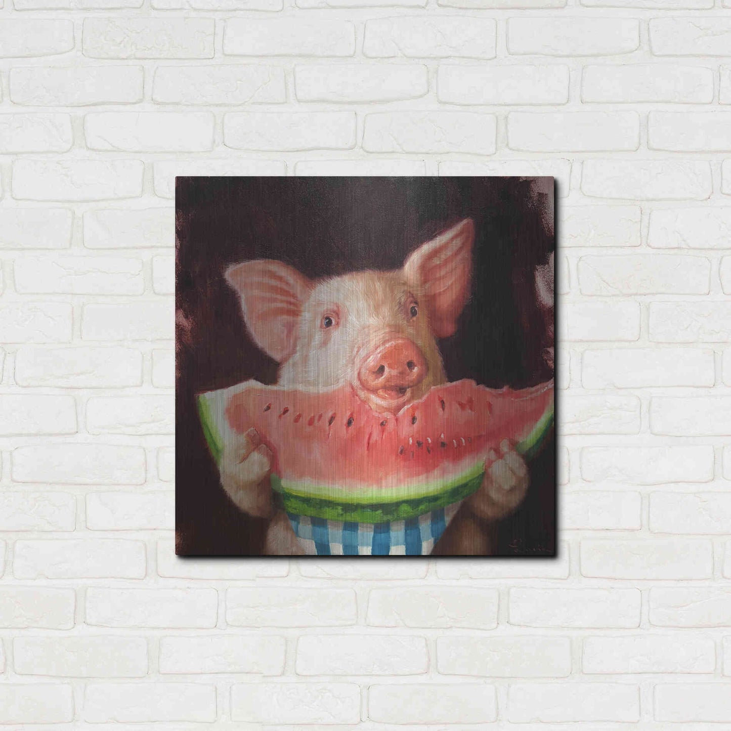 Luxe Metal Art 'Pig Out' by Lucia Heffernan, Metal Wall Art,24x24