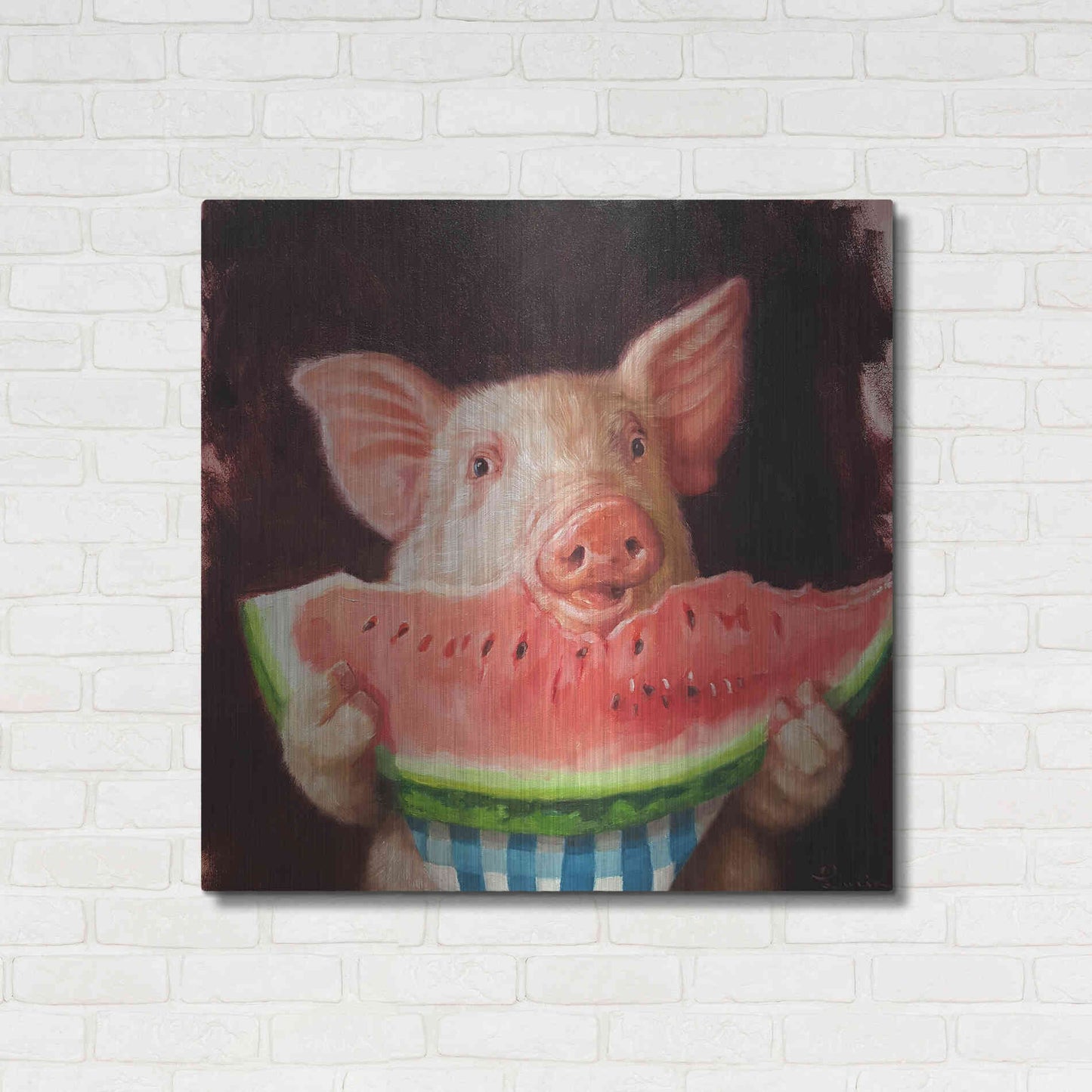 Luxe Metal Art 'Pig Out' by Lucia Heffernan, Metal Wall Art,36x36