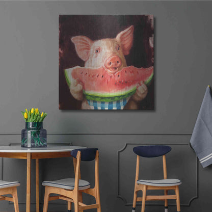 Luxe Metal Art 'Pig Out' by Lucia Heffernan, Metal Wall Art,36x36