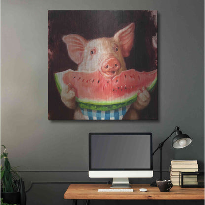 Luxe Metal Art 'Pig Out' by Lucia Heffernan, Metal Wall Art,36x36