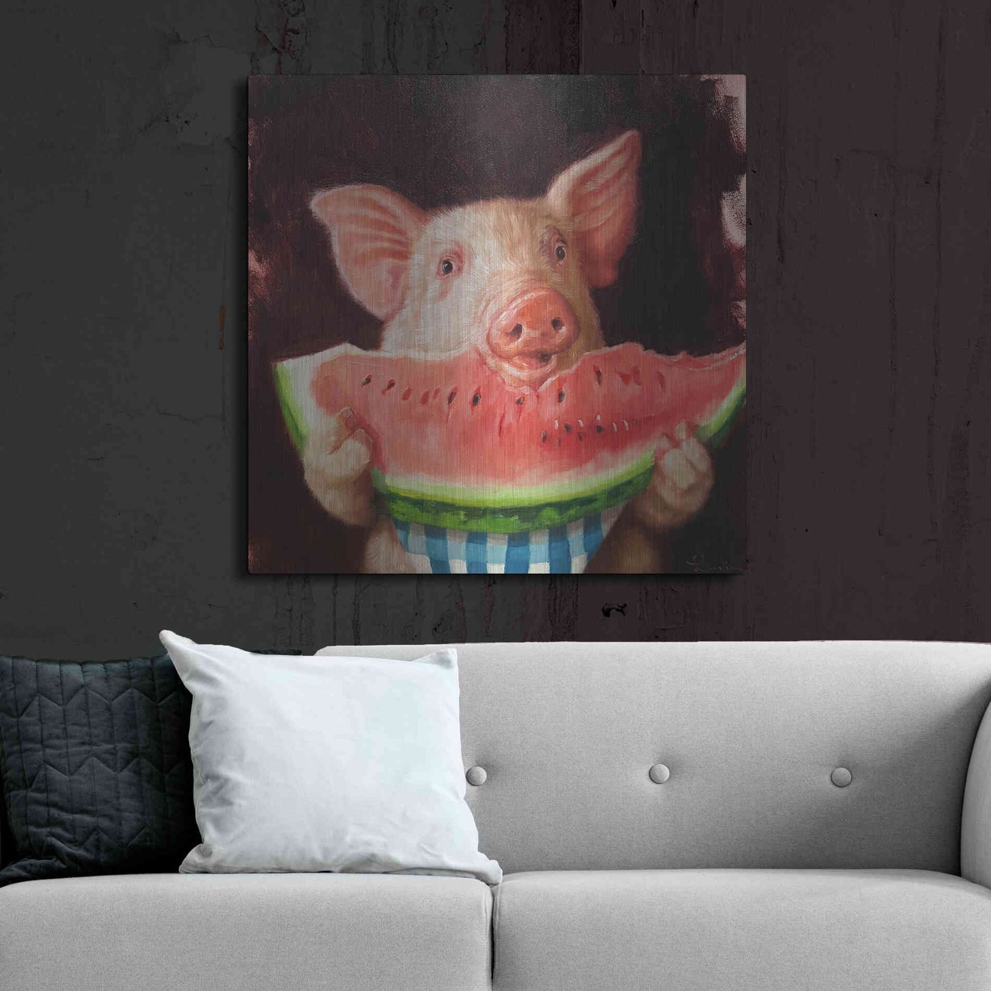 Luxe Metal Art 'Pig Out' by Lucia Heffernan, Metal Wall Art,36x36