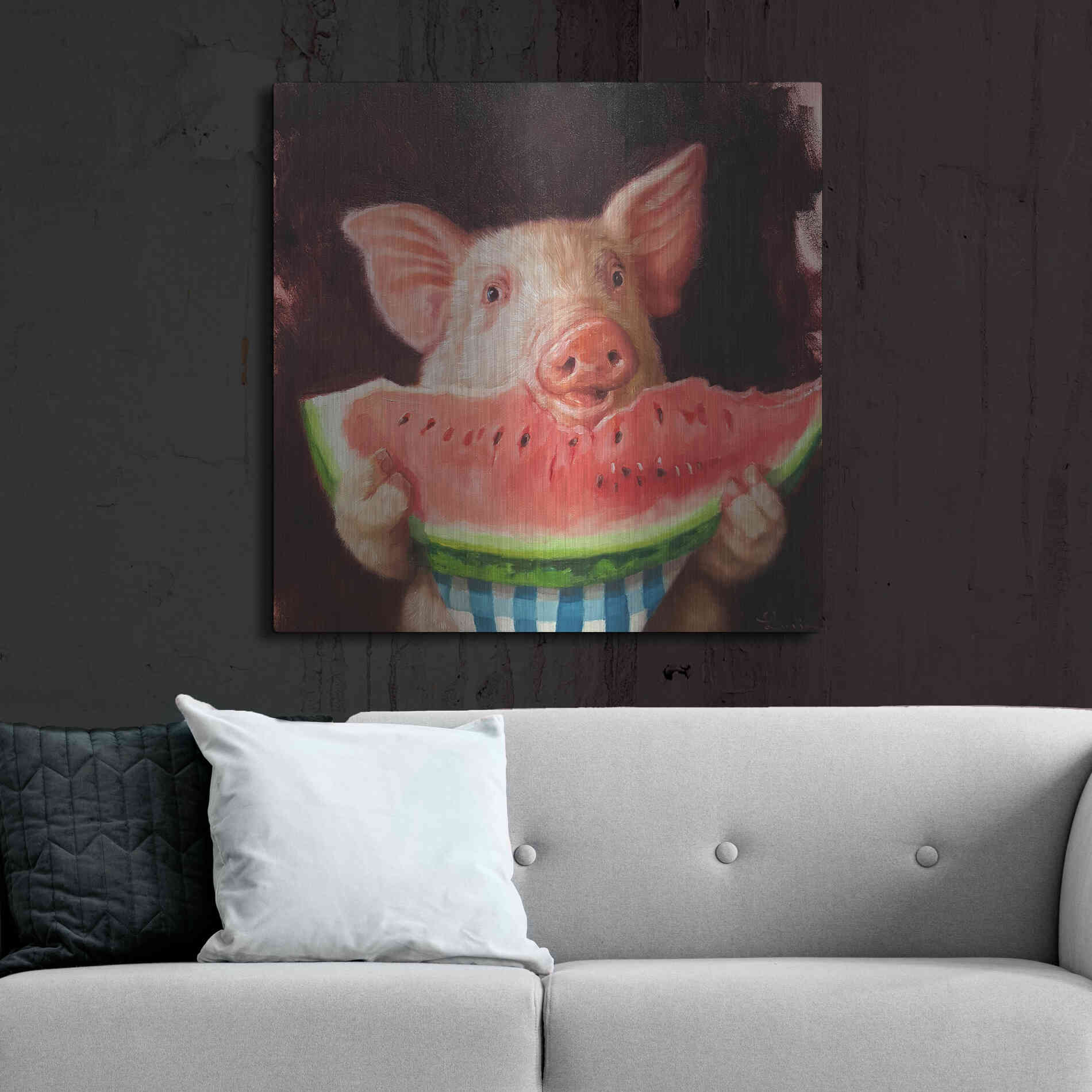 Luxe Metal Art 'Pig Out' by Lucia Heffernan, Metal Wall Art,36x36