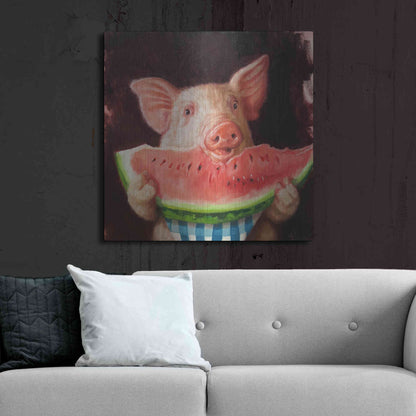 Luxe Metal Art 'Pig Out' by Lucia Heffernan, Metal Wall Art,36x36
