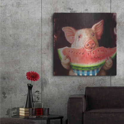 Luxe Metal Art 'Pig Out' by Lucia Heffernan, Metal Wall Art,36x36
