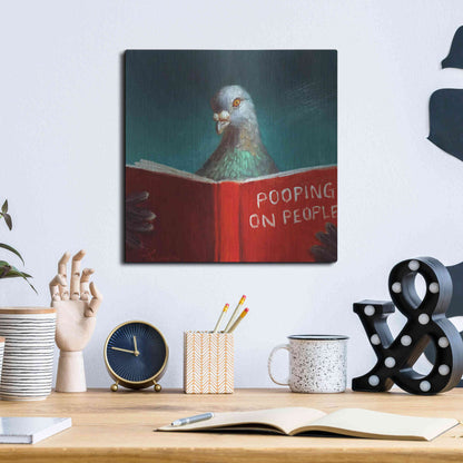 Luxe Metal Art 'Pooping on People' by Lucia Heffernan, Metal Wall Art,12x12