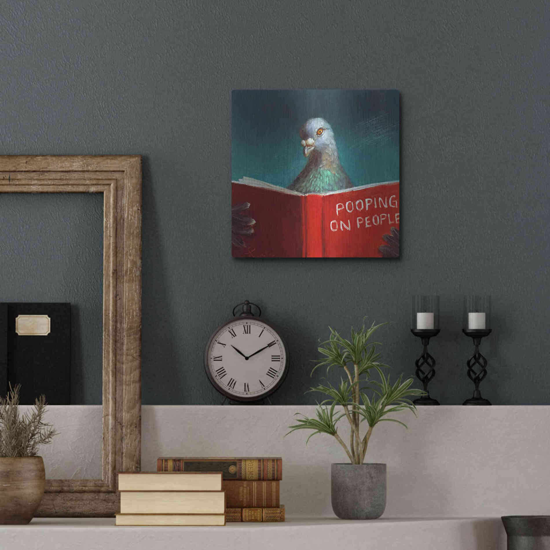 Luxe Metal Art 'Pooping on People' by Lucia Heffernan, Metal Wall Art,12x12