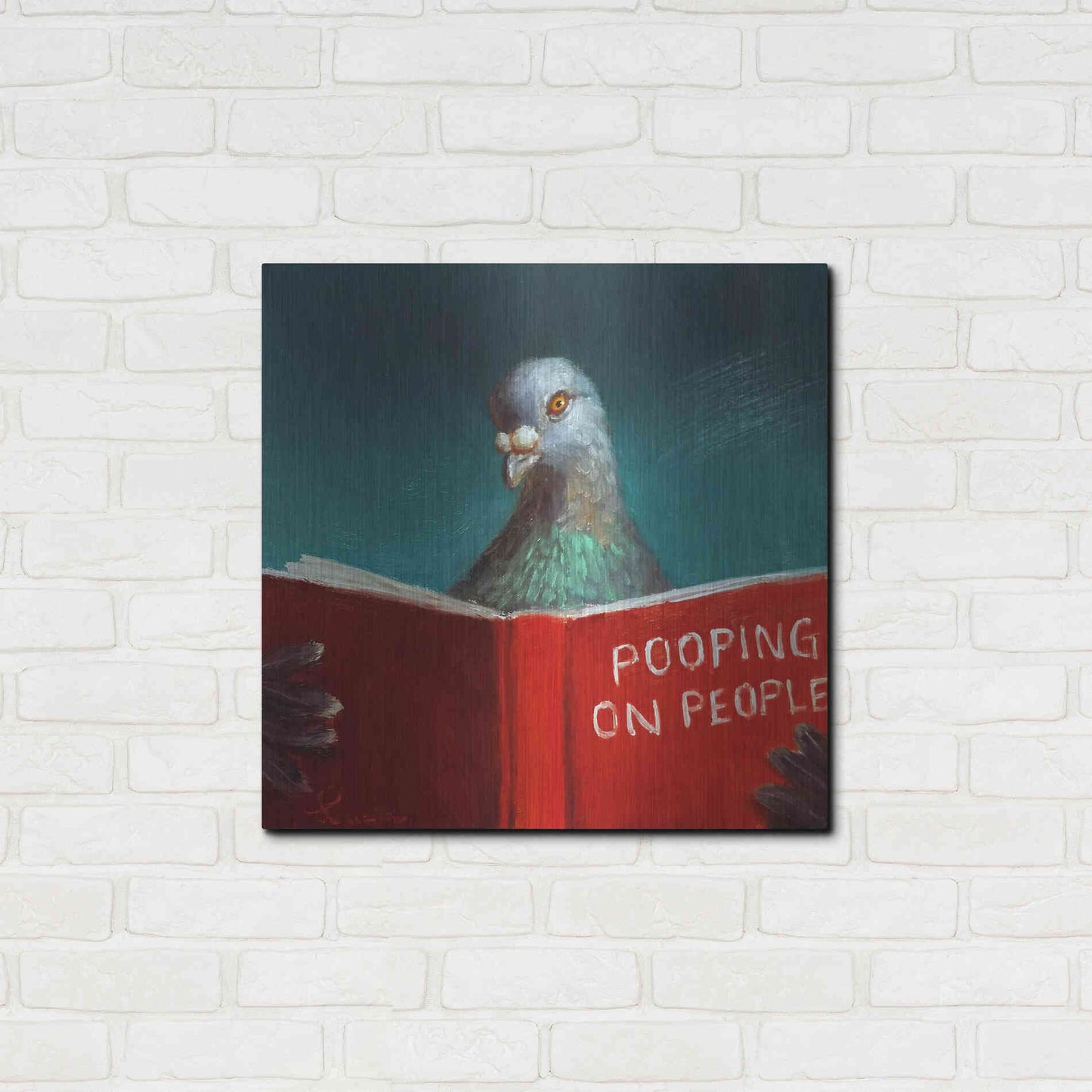 Luxe Metal Art 'Pooping on People' by Lucia Heffernan, Metal Wall Art,24x24