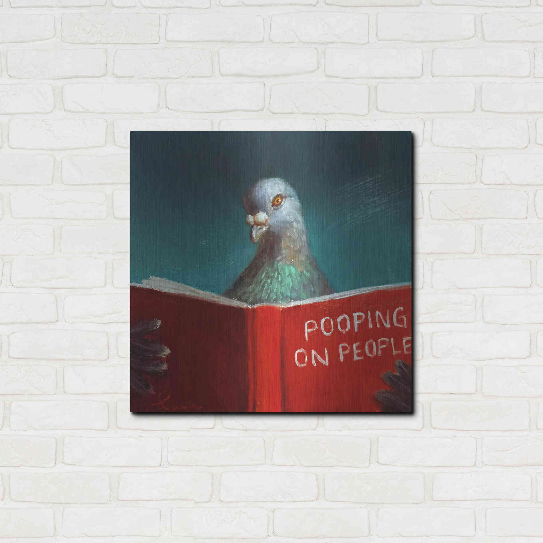 Luxe Metal Art 'Pooping on People' by Lucia Heffernan, Metal Wall Art,24x24