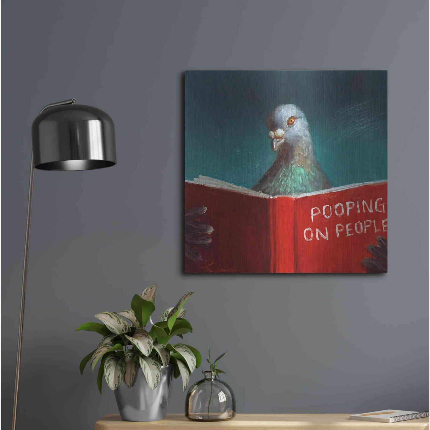 Luxe Metal Art 'Pooping on People' by Lucia Heffernan, Metal Wall Art,24x24