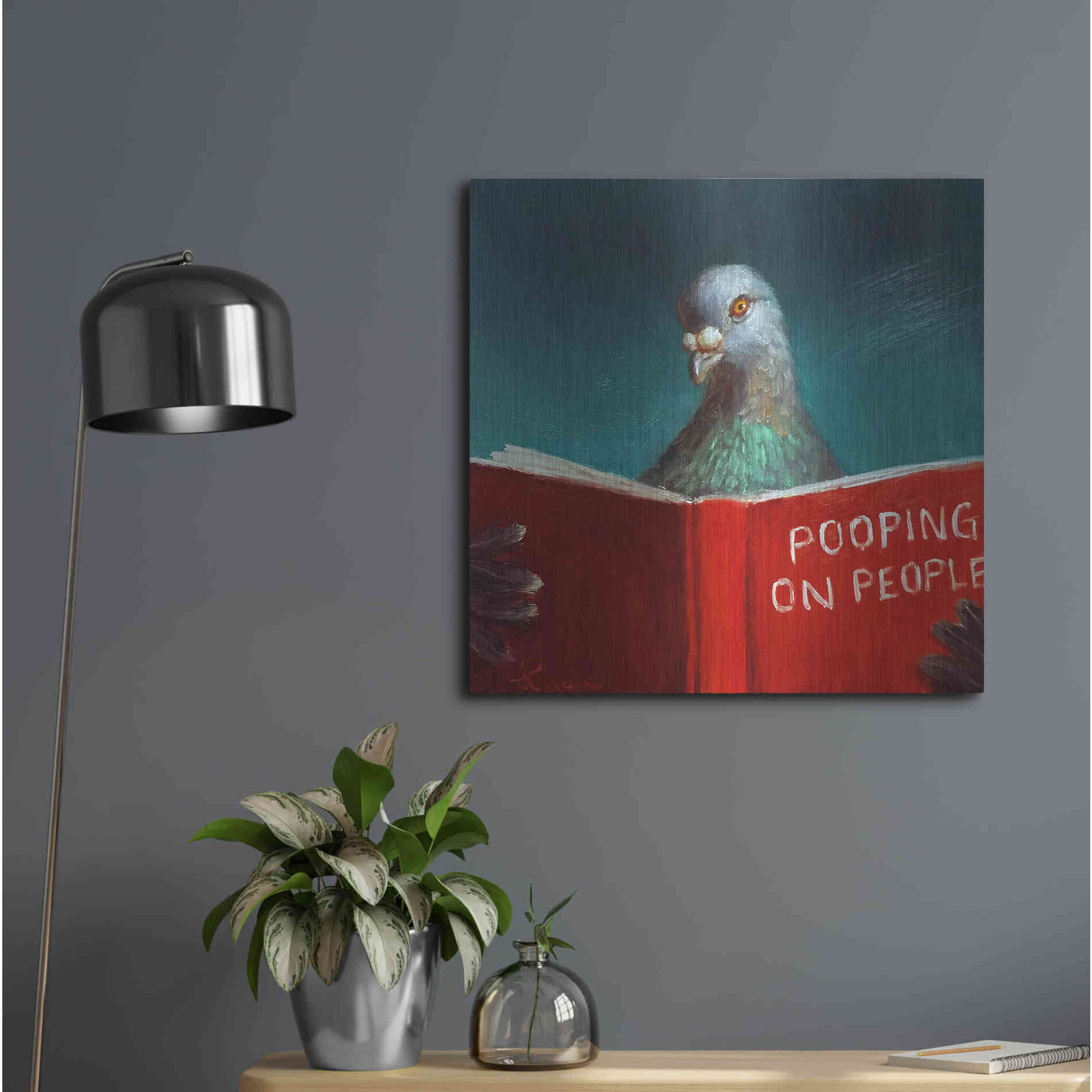 Luxe Metal Art 'Pooping on People' by Lucia Heffernan, Metal Wall Art,24x24