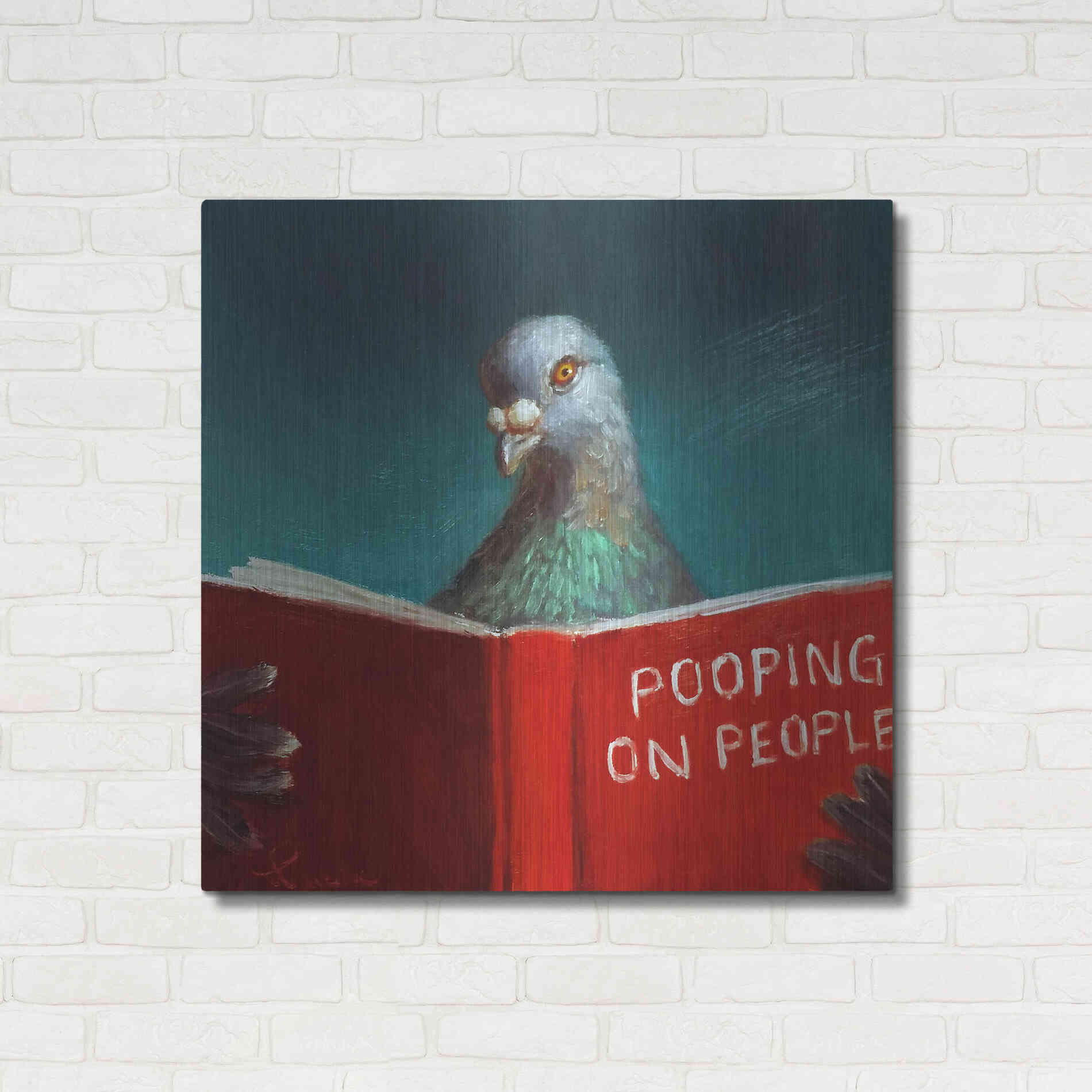 Luxe Metal Art 'Pooping on People' by Lucia Heffernan, Metal Wall Art,36x36