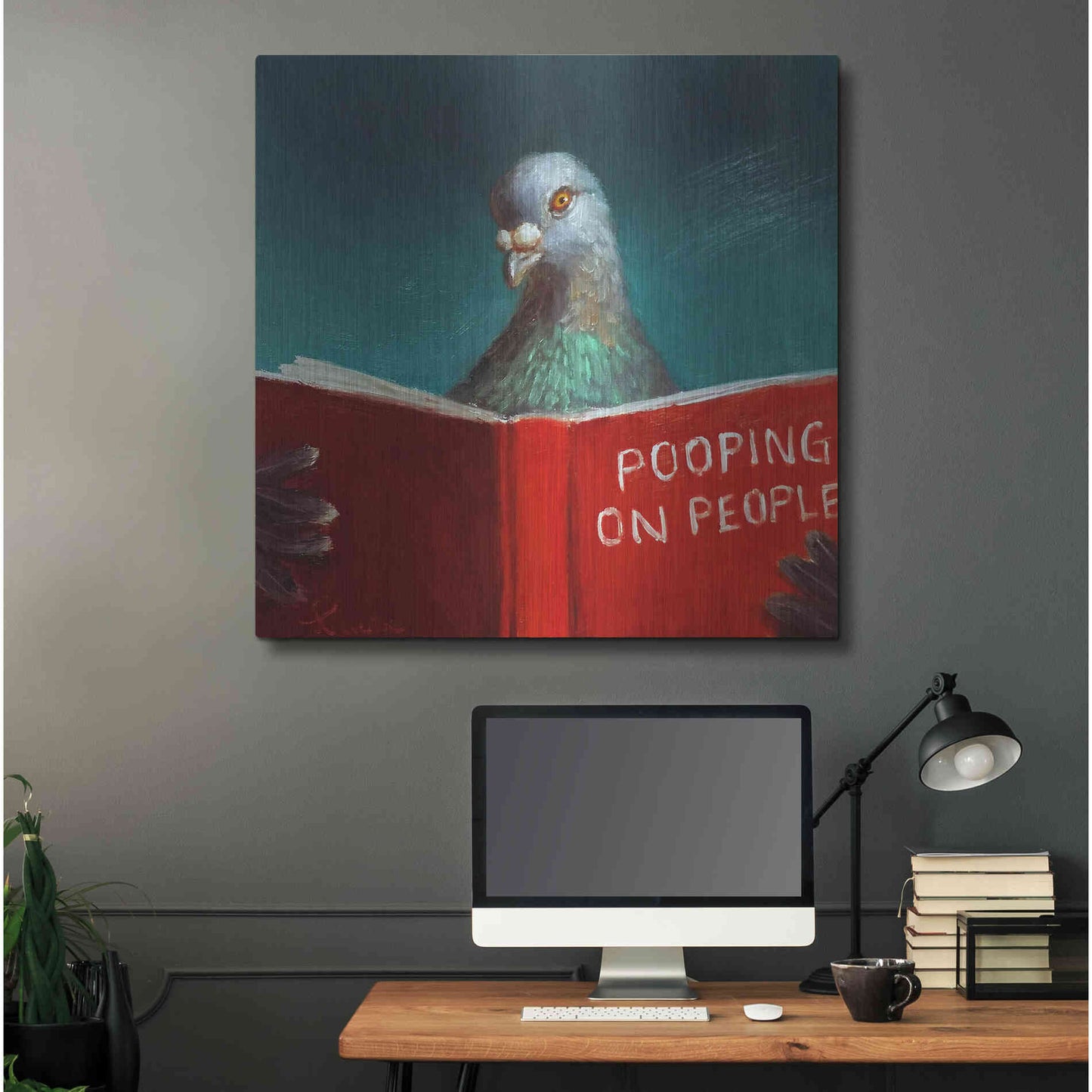 Luxe Metal Art 'Pooping on People' by Lucia Heffernan, Metal Wall Art,36x36