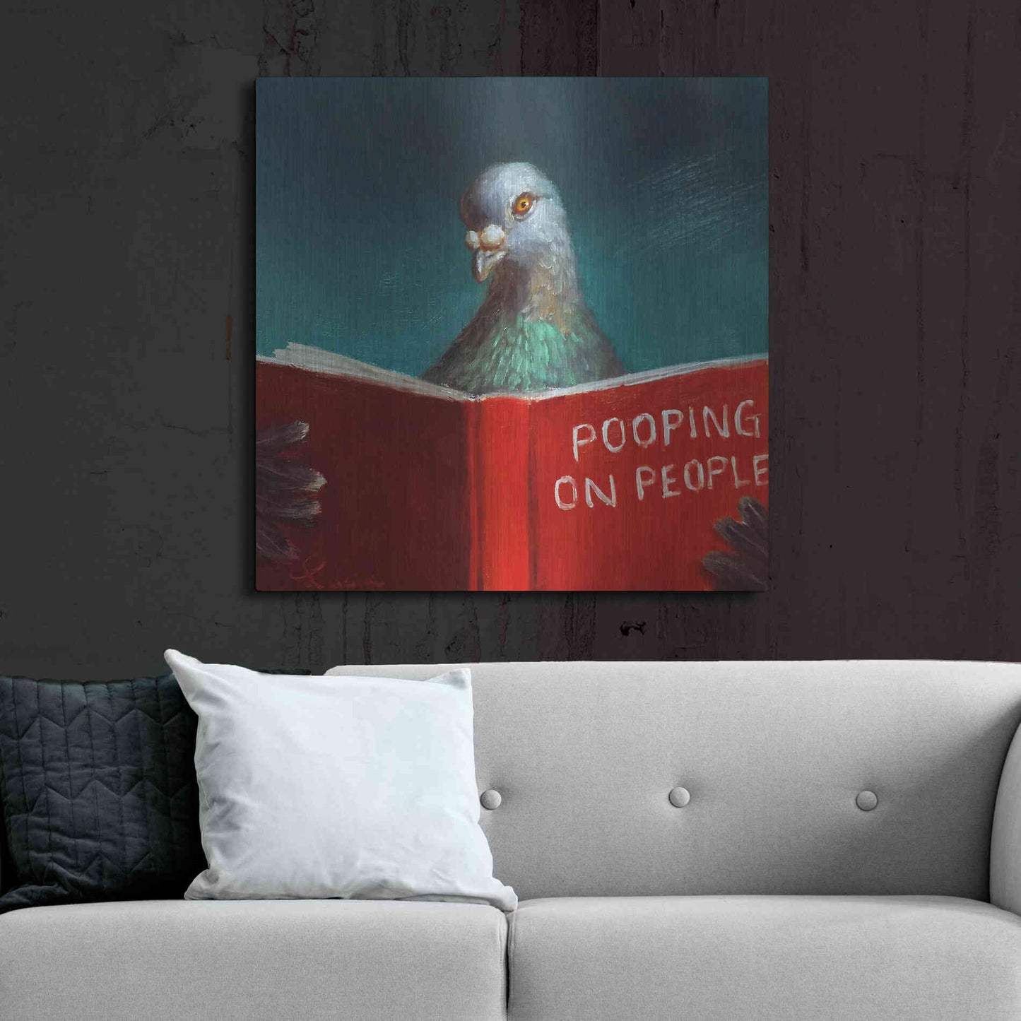 Luxe Metal Art 'Pooping on People' by Lucia Heffernan, Metal Wall Art,36x36