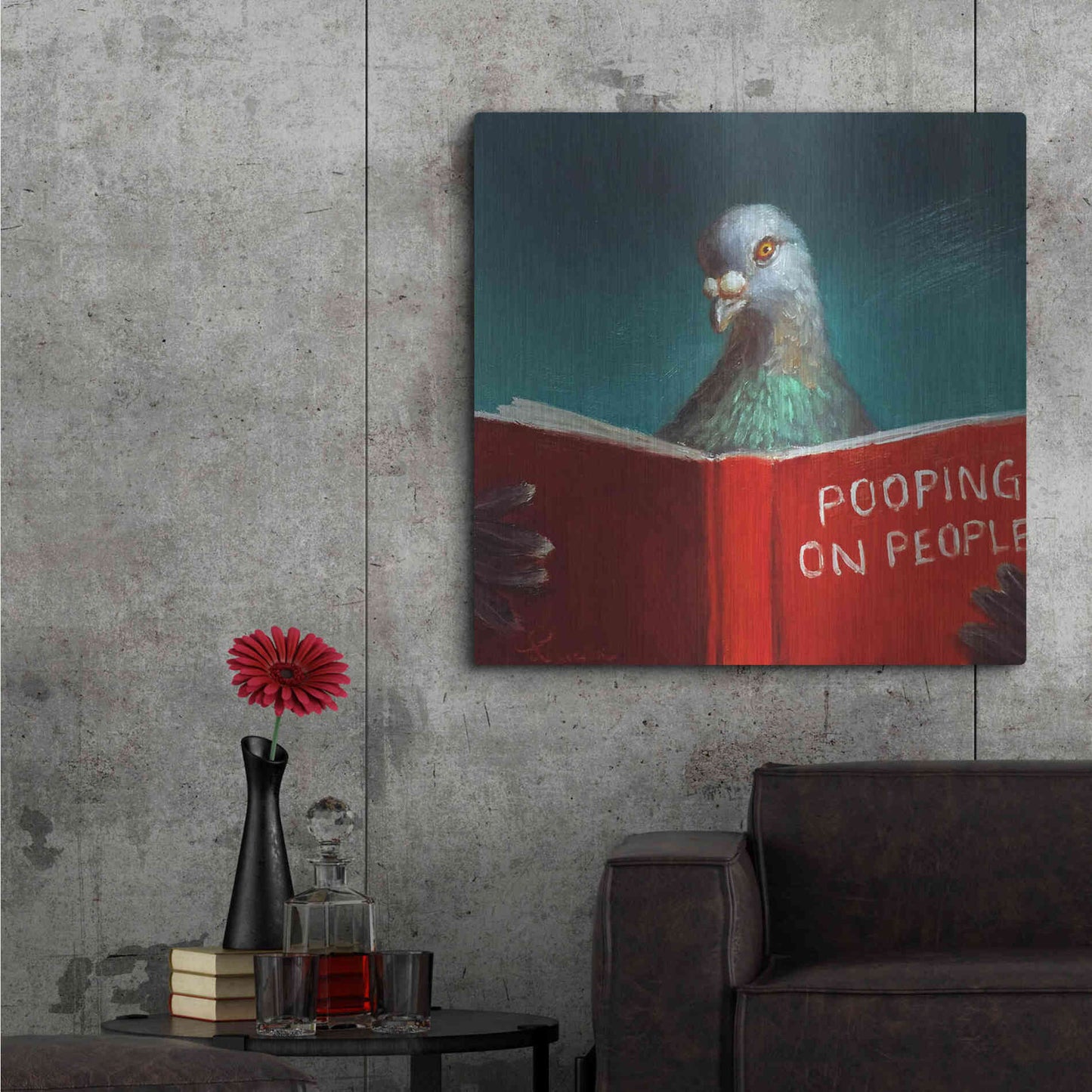 Luxe Metal Art 'Pooping on People' by Lucia Heffernan, Metal Wall Art,36x36