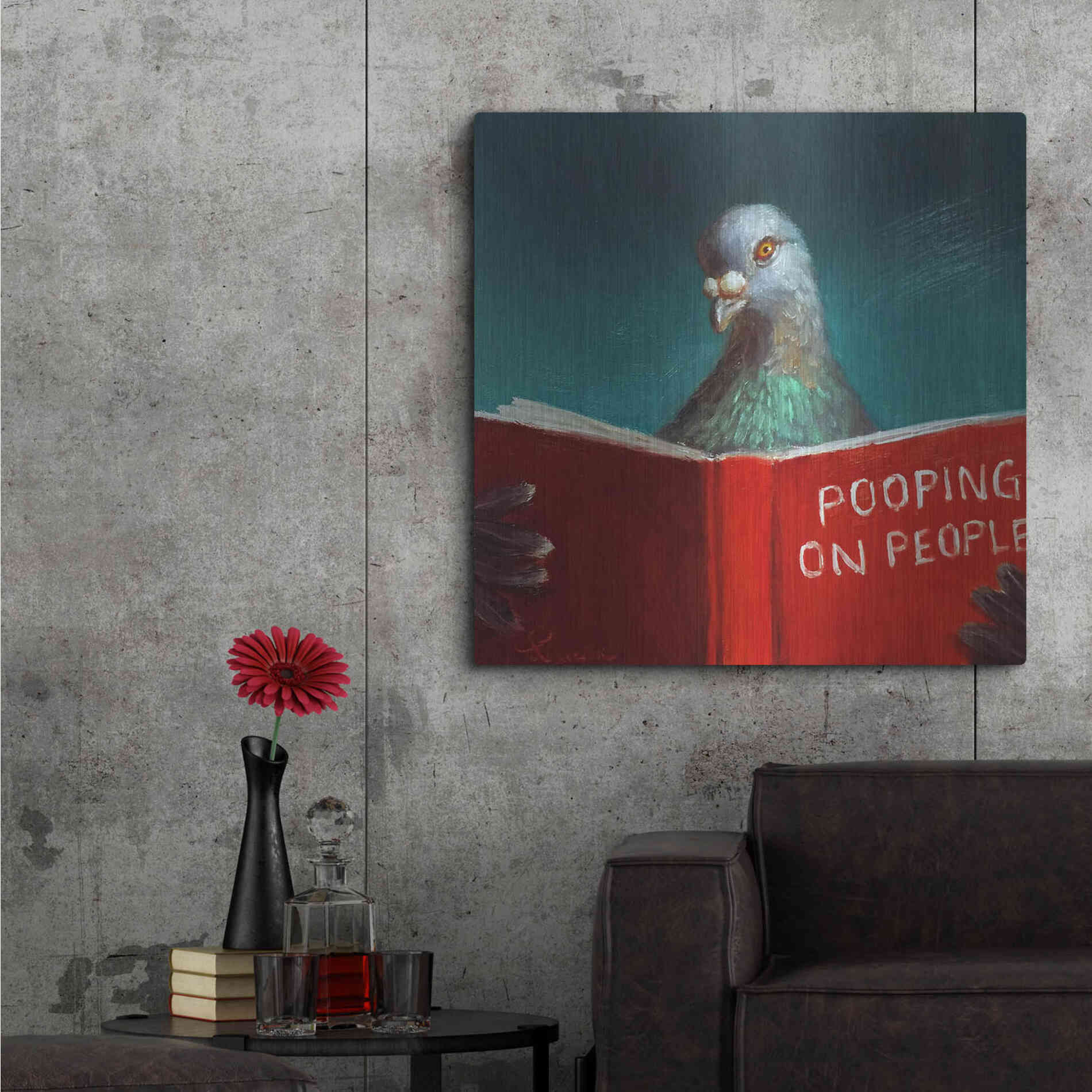 Luxe Metal Art 'Pooping on People' by Lucia Heffernan, Metal Wall Art,36x36