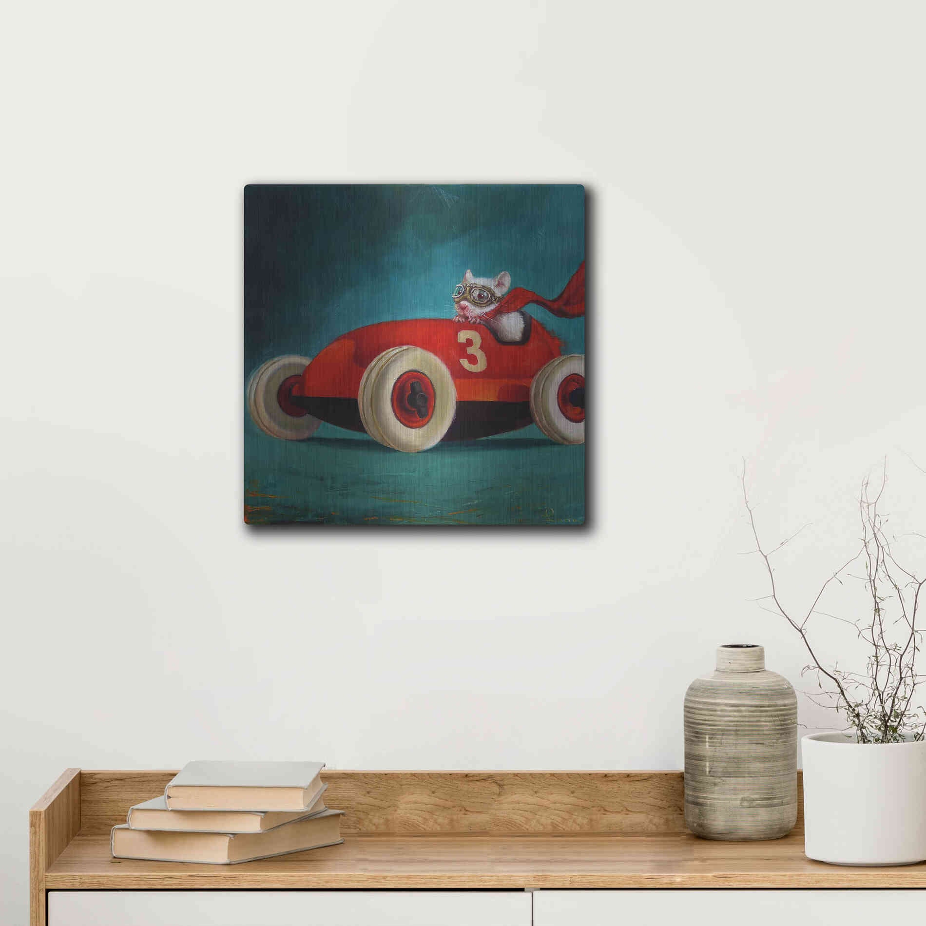 Luxe Metal Art 'Speed Racer' by Lucia Heffernan, Metal Wall Art,12x12