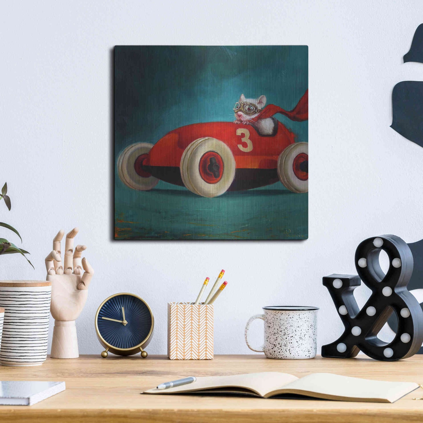 Luxe Metal Art 'Speed Racer' by Lucia Heffernan, Metal Wall Art,12x12