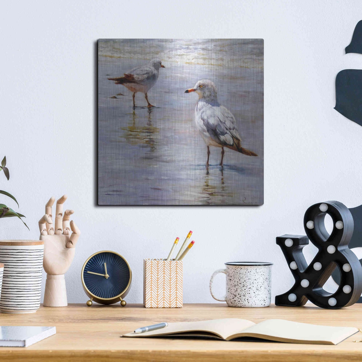 Luxe Metal Art 'Waders' by Lucia Heffernan, Metal Wall Art,12x12