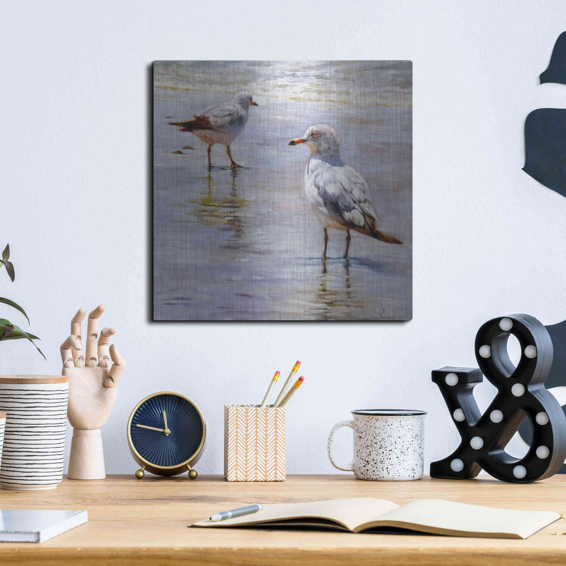 Luxe Metal Art 'Waders' by Lucia Heffernan, Metal Wall Art,12x12