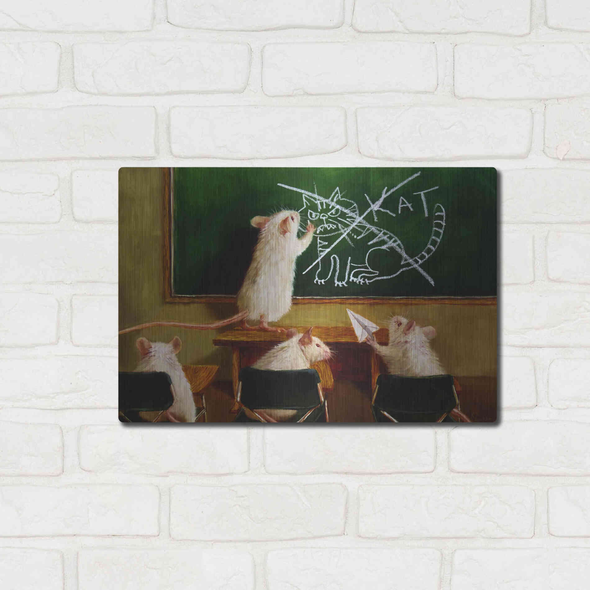 Luxe Metal Art 'When the Cat Is Away' by Lucia Heffernan, Metal Wall Art,16x12