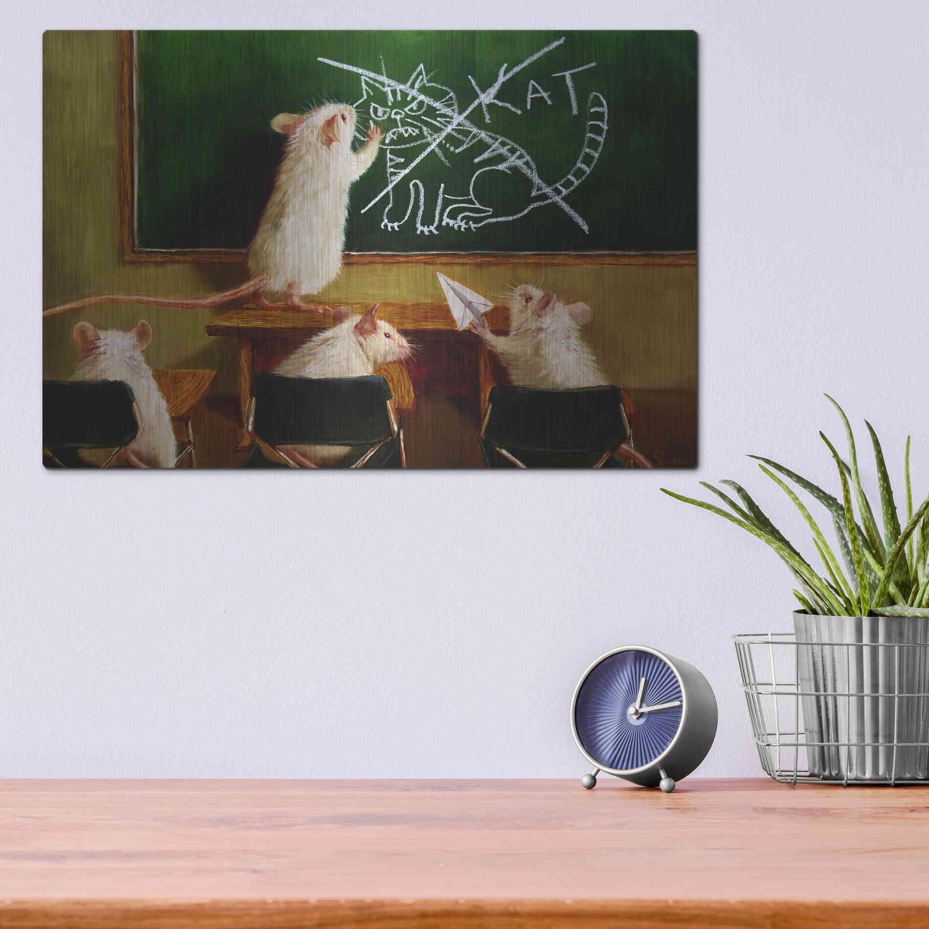 Luxe Metal Art 'When the Cat Is Away' by Lucia Heffernan, Metal Wall Art,16x12