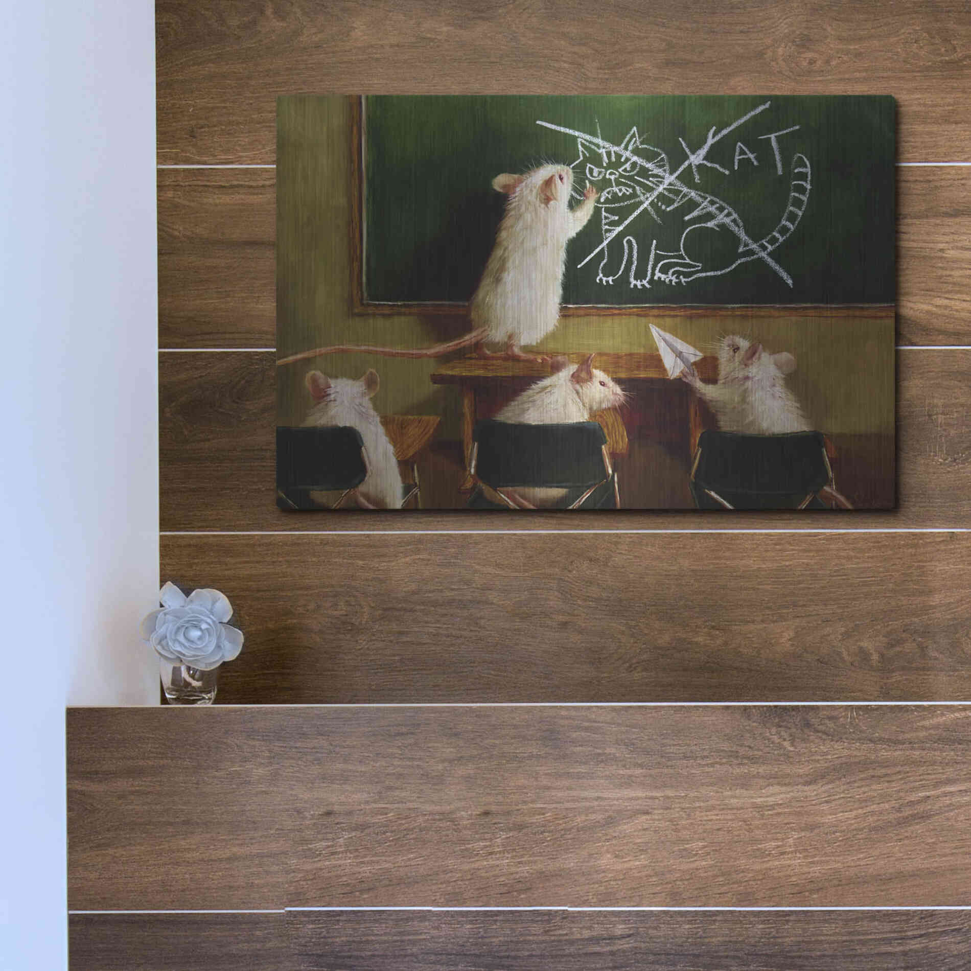 Luxe Metal Art 'When the Cat Is Away' by Lucia Heffernan, Metal Wall Art,16x12