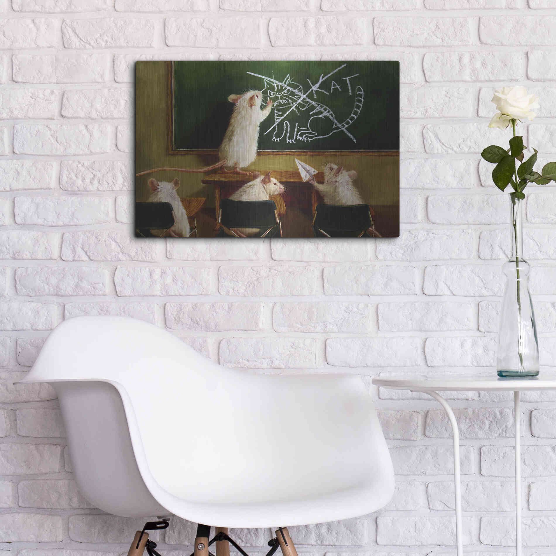 Luxe Metal Art 'When the Cat Is Away' by Lucia Heffernan, Metal Wall Art,24x16