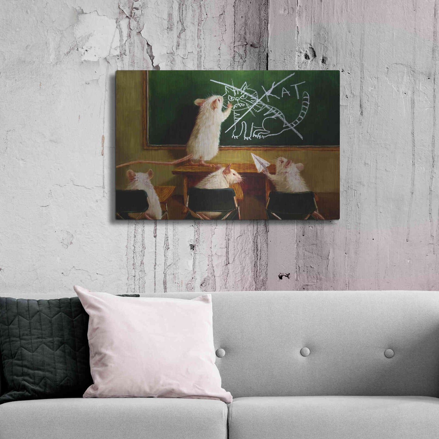 Luxe Metal Art 'When the Cat Is Away' by Lucia Heffernan, Metal Wall Art,36x24