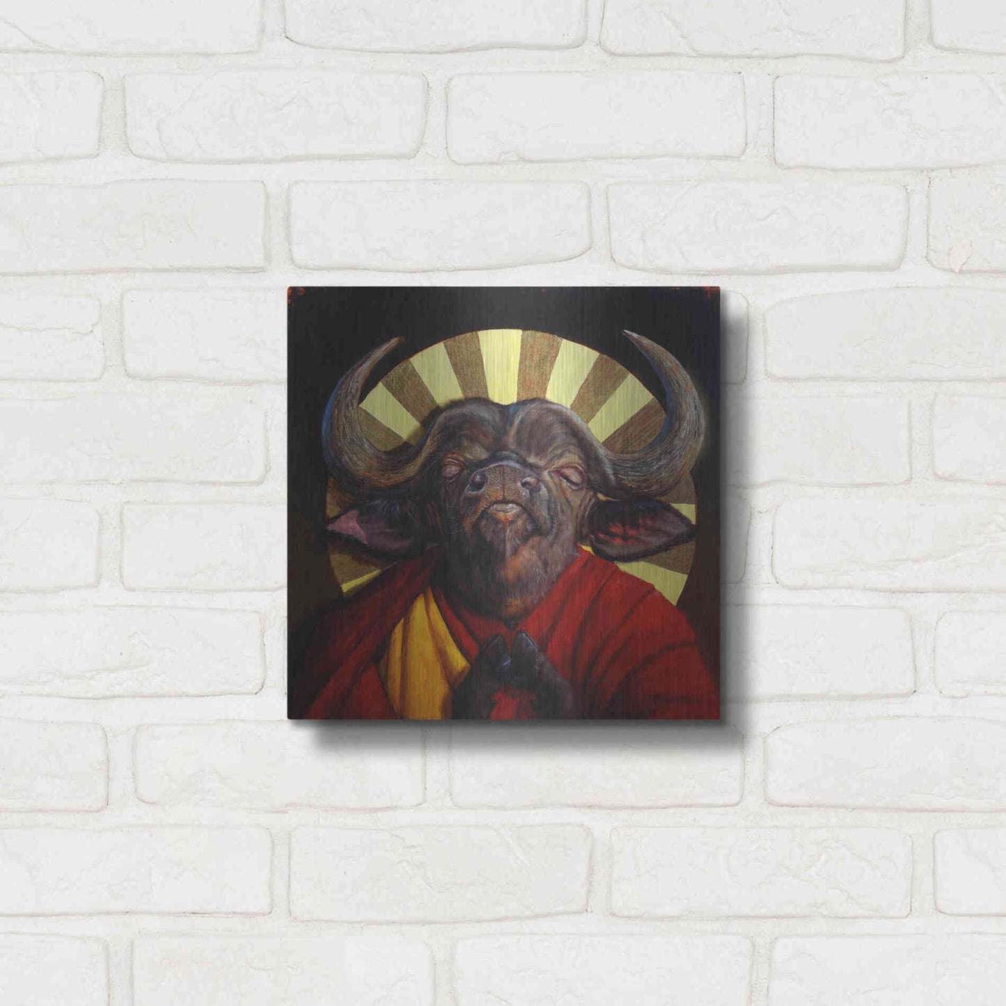 Luxe Metal Art 'Holy Cow II' by Lucia Heffernan, Metal Wall Art,12x12
