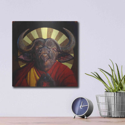 Luxe Metal Art 'Holy Cow II' by Lucia Heffernan, Metal Wall Art,12x12