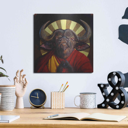 Luxe Metal Art 'Holy Cow II' by Lucia Heffernan, Metal Wall Art,12x12