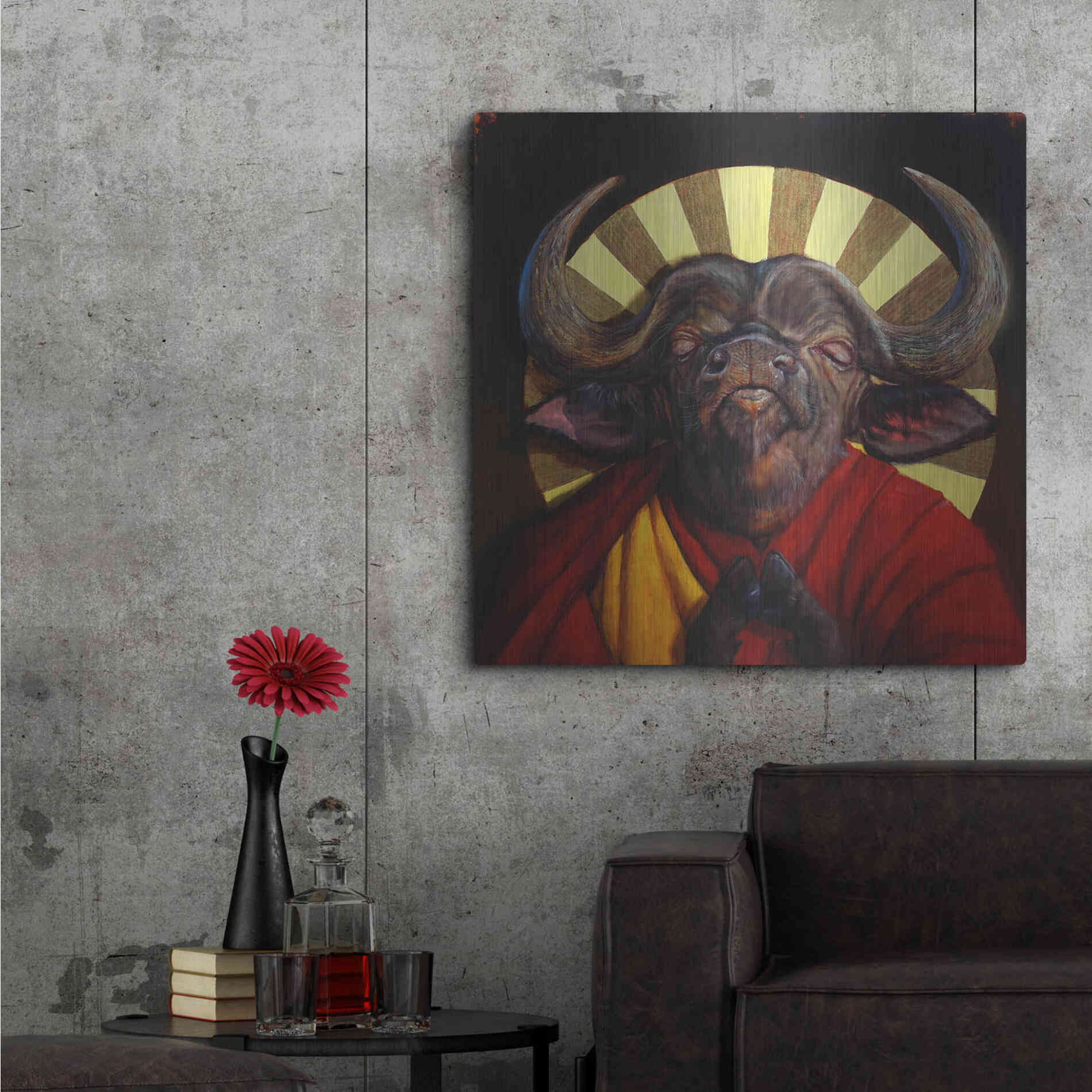 Luxe Metal Art 'Holy Cow II' by Lucia Heffernan, Metal Wall Art,36x36