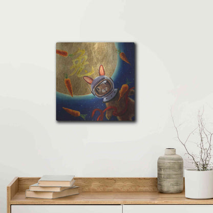 Luxe Metal Art 'Journey to the Moon' by Lucia Heffernan, Metal Wall Art,12x12