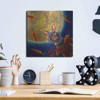 Luxe Metal Art 'Journey to the Moon' by Lucia Heffernan, Metal Wall Art,12x12