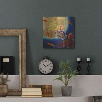 Luxe Metal Art 'Journey to the Moon' by Lucia Heffernan, Metal Wall Art,12x12