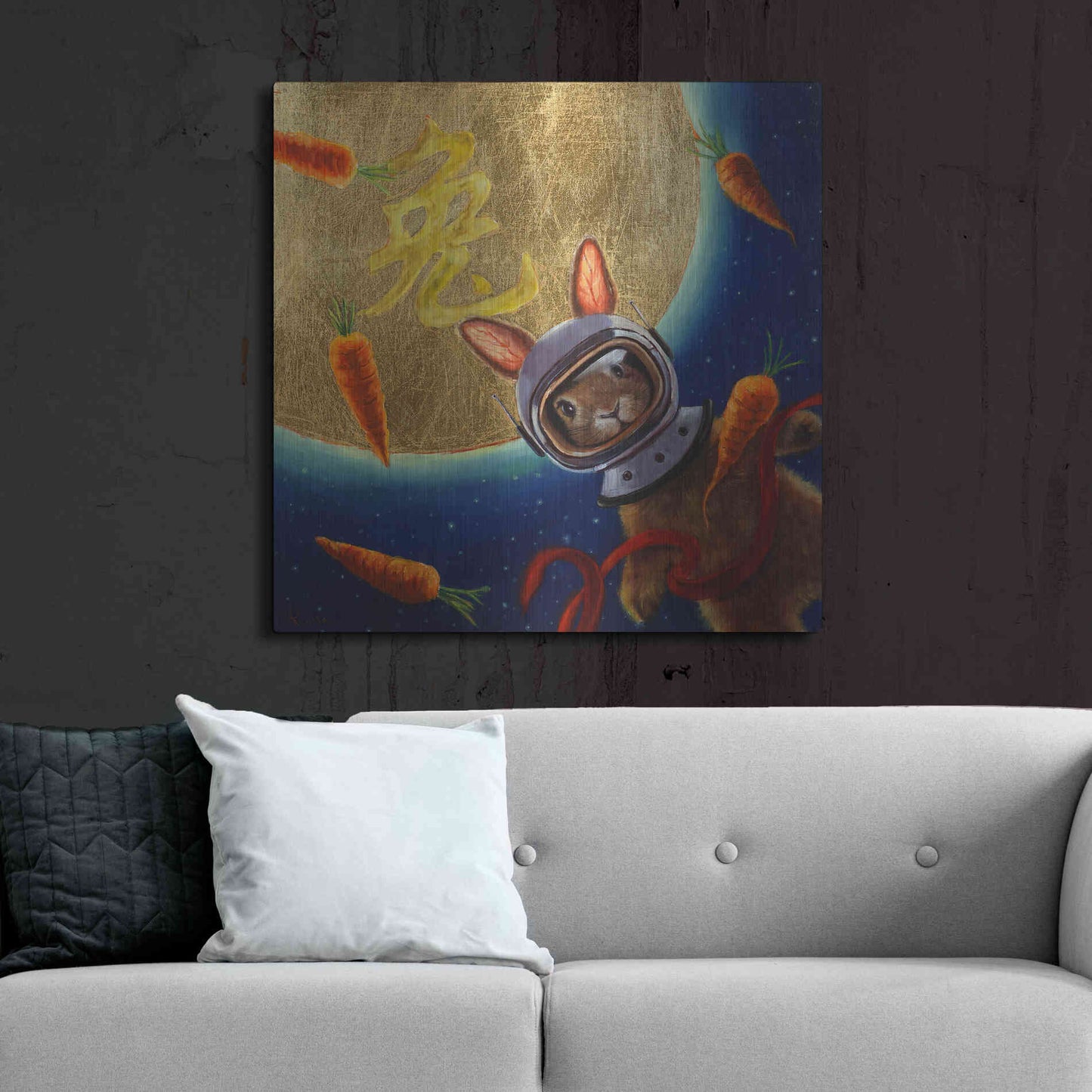 Luxe Metal Art 'Journey to the Moon' by Lucia Heffernan, Metal Wall Art,36x36