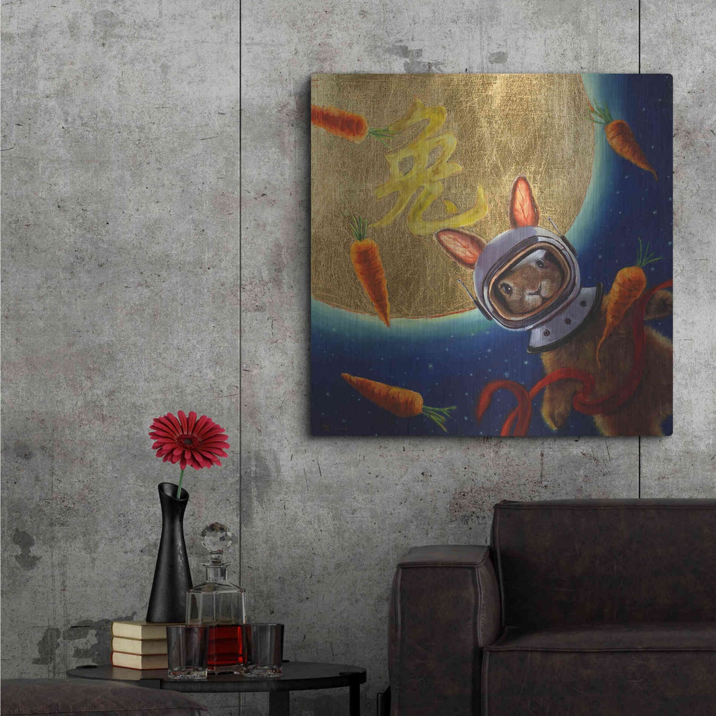 Luxe Metal Art 'Journey to the Moon' by Lucia Heffernan, Metal Wall Art,36x36