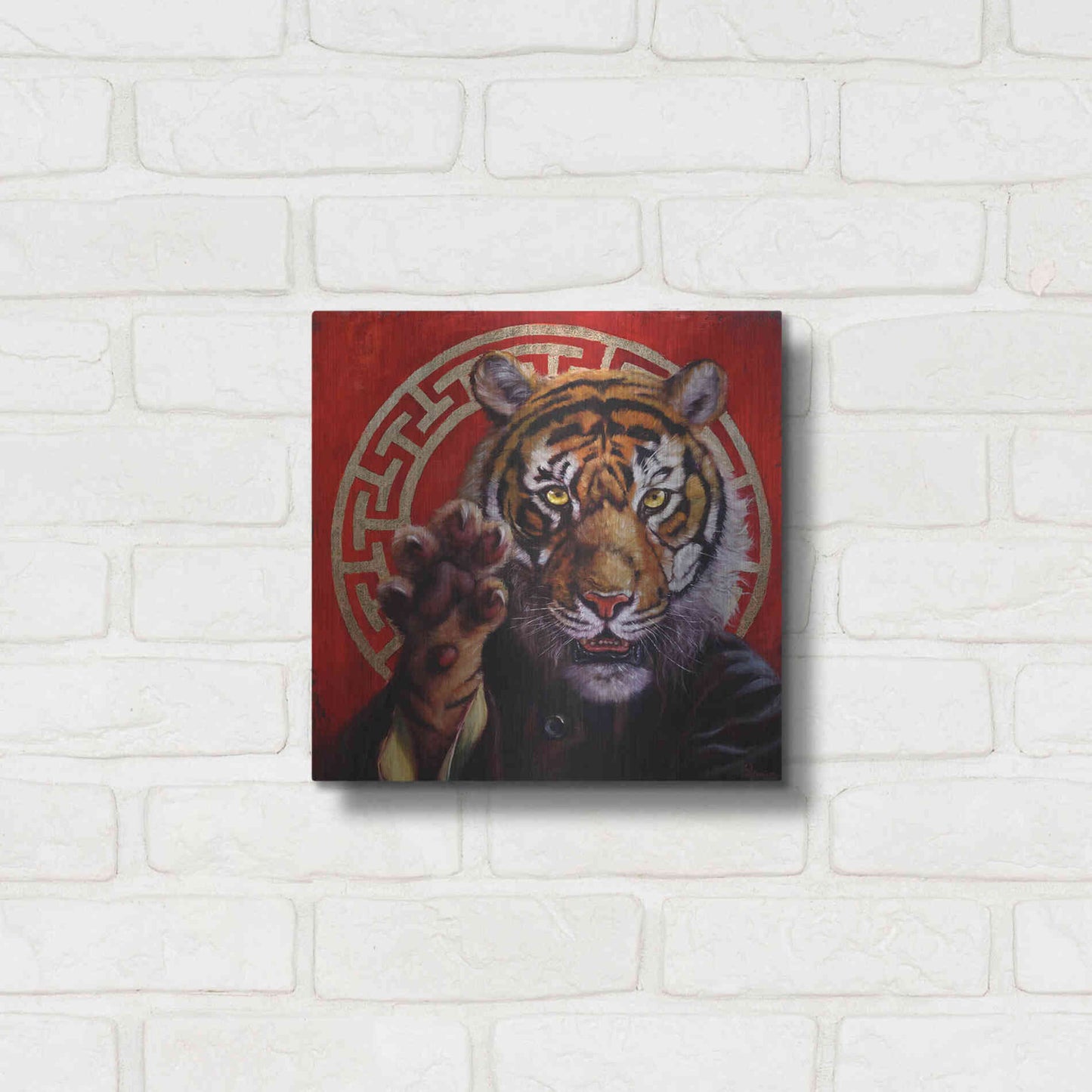 Luxe Metal Art 'Legend of Tiger Claw' by Lucia Heffernan, Metal Wall Art,12x12