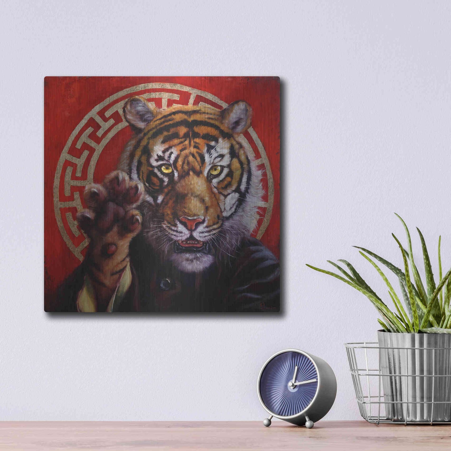 Luxe Metal Art 'Legend of Tiger Claw' by Lucia Heffernan, Metal Wall Art,12x12