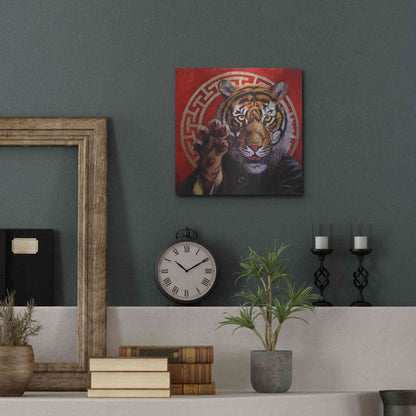 Luxe Metal Art 'Legend of Tiger Claw' by Lucia Heffernan, Metal Wall Art,12x12