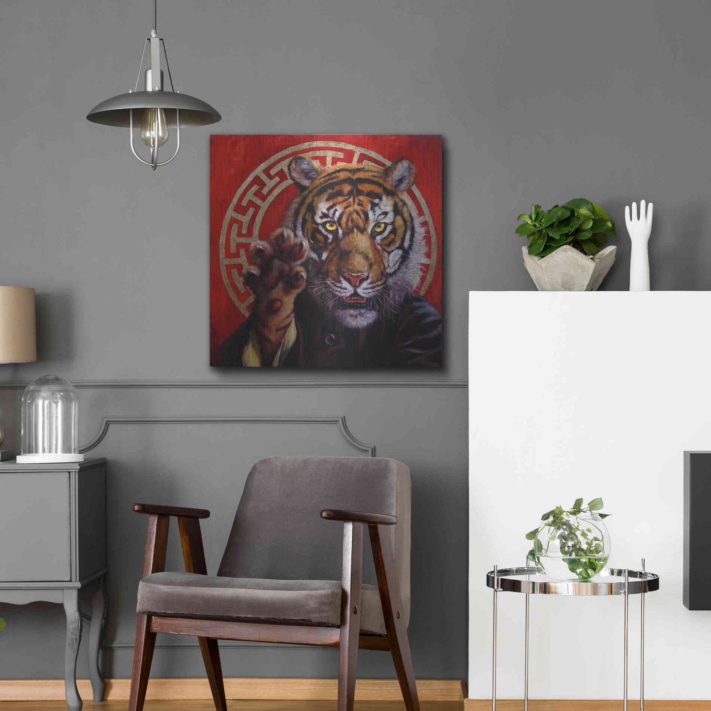 Luxe Metal Art 'Legend of Tiger Claw' by Lucia Heffernan, Metal Wall Art,24x24