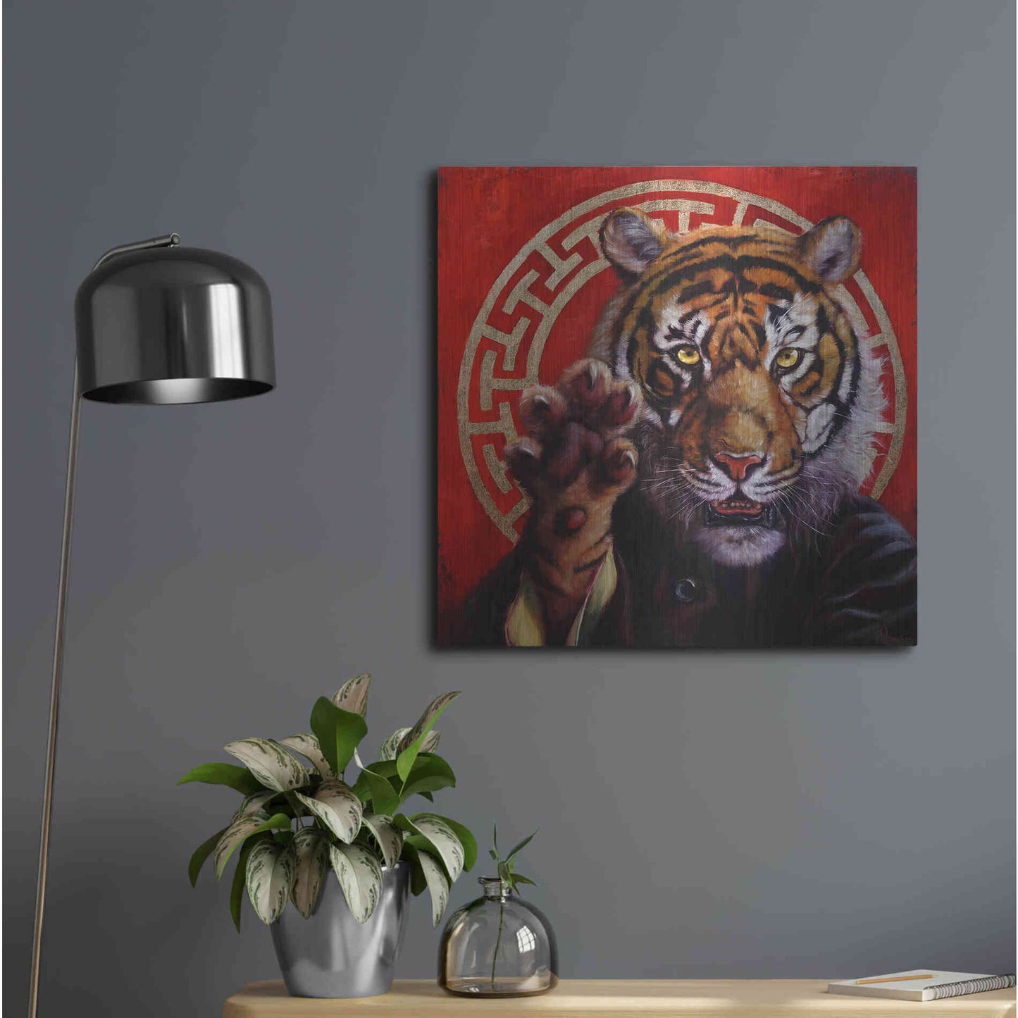 Luxe Metal Art 'Legend of Tiger Claw' by Lucia Heffernan, Metal Wall Art,24x24