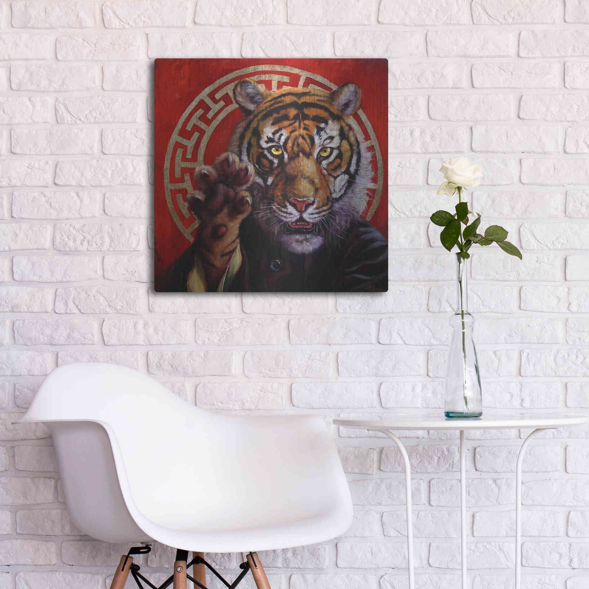 Luxe Metal Art 'Legend of Tiger Claw' by Lucia Heffernan, Metal Wall Art,24x24