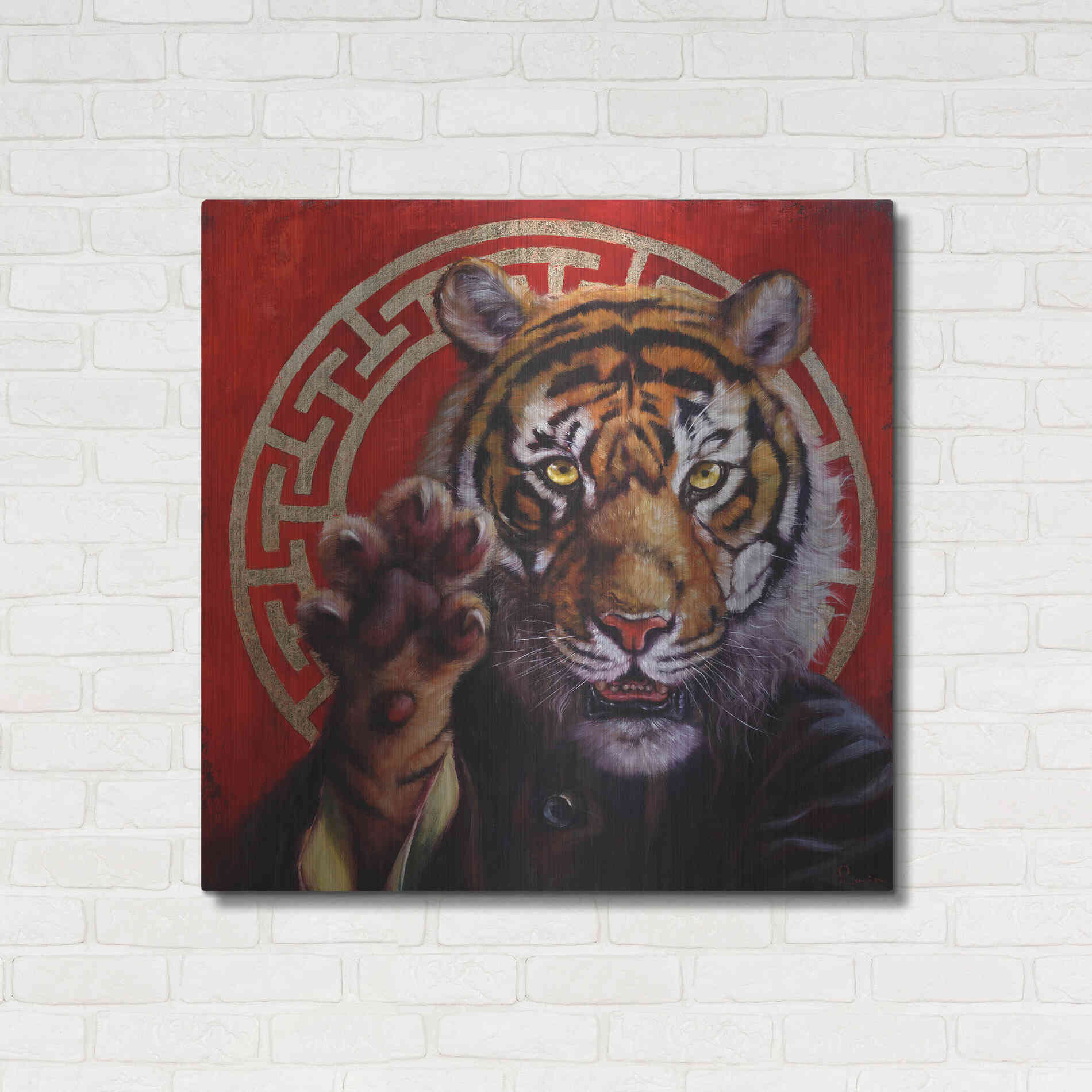 Luxe Metal Art 'Legend of Tiger Claw' by Lucia Heffernan, Metal Wall Art,36x36