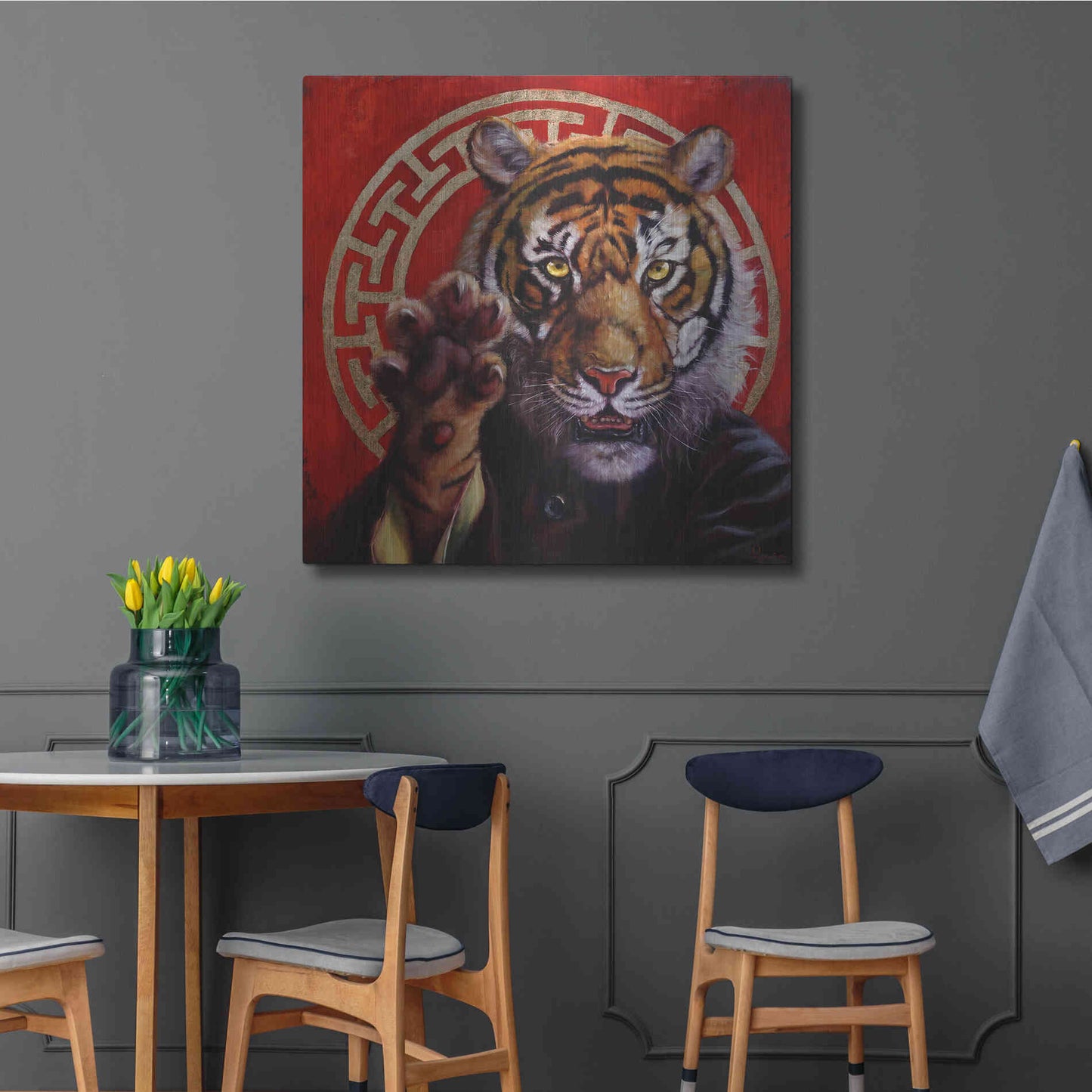 Luxe Metal Art 'Legend of Tiger Claw' by Lucia Heffernan, Metal Wall Art,36x36