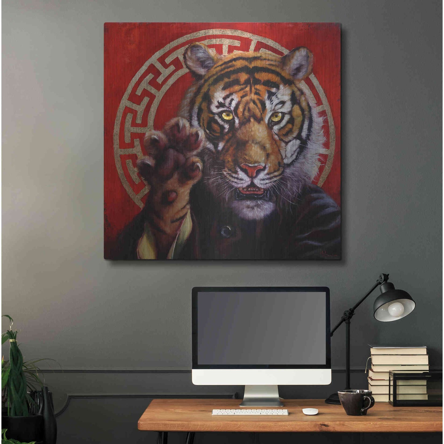 Luxe Metal Art 'Legend of Tiger Claw' by Lucia Heffernan, Metal Wall Art,36x36