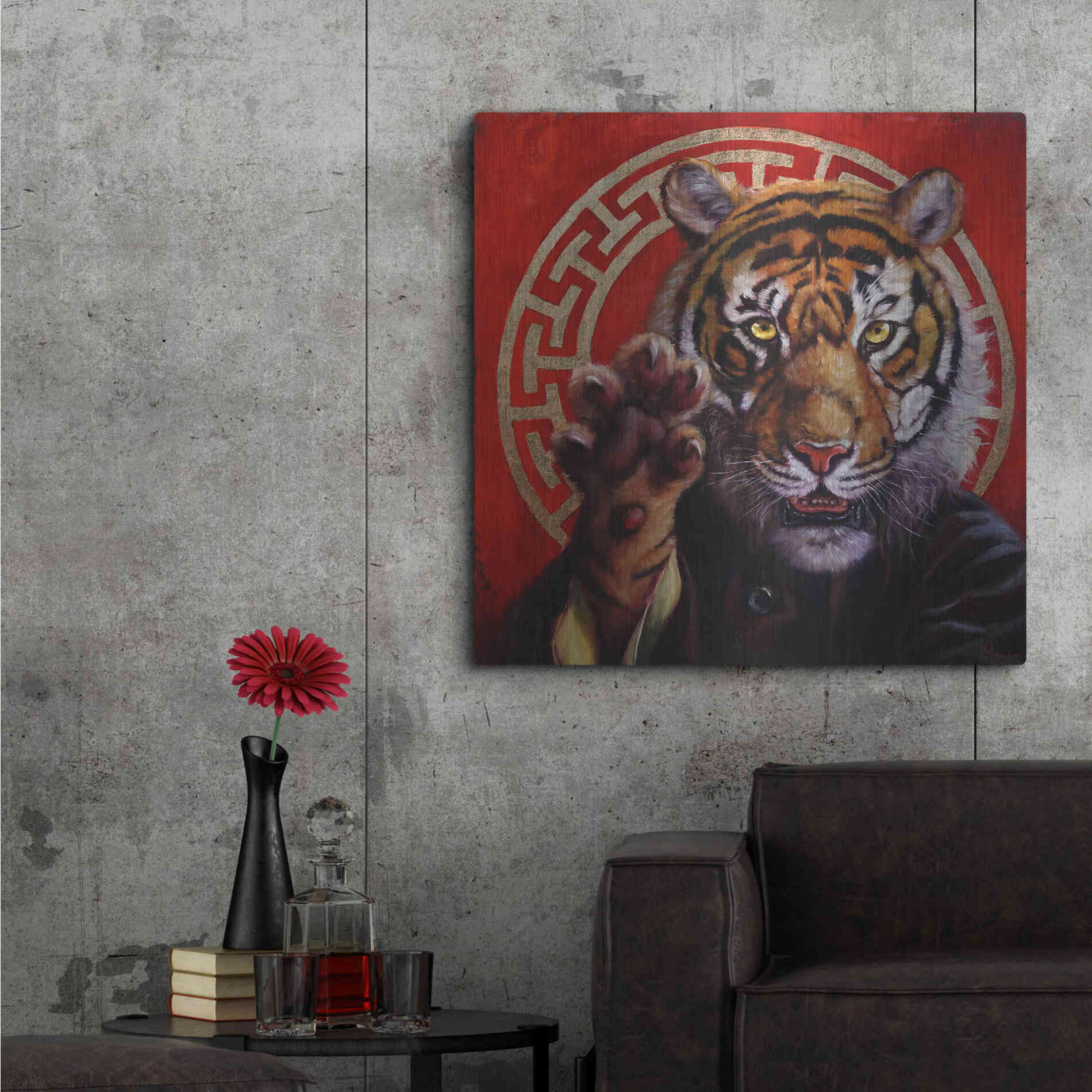 Luxe Metal Art 'Legend of Tiger Claw' by Lucia Heffernan, Metal Wall Art,36x36