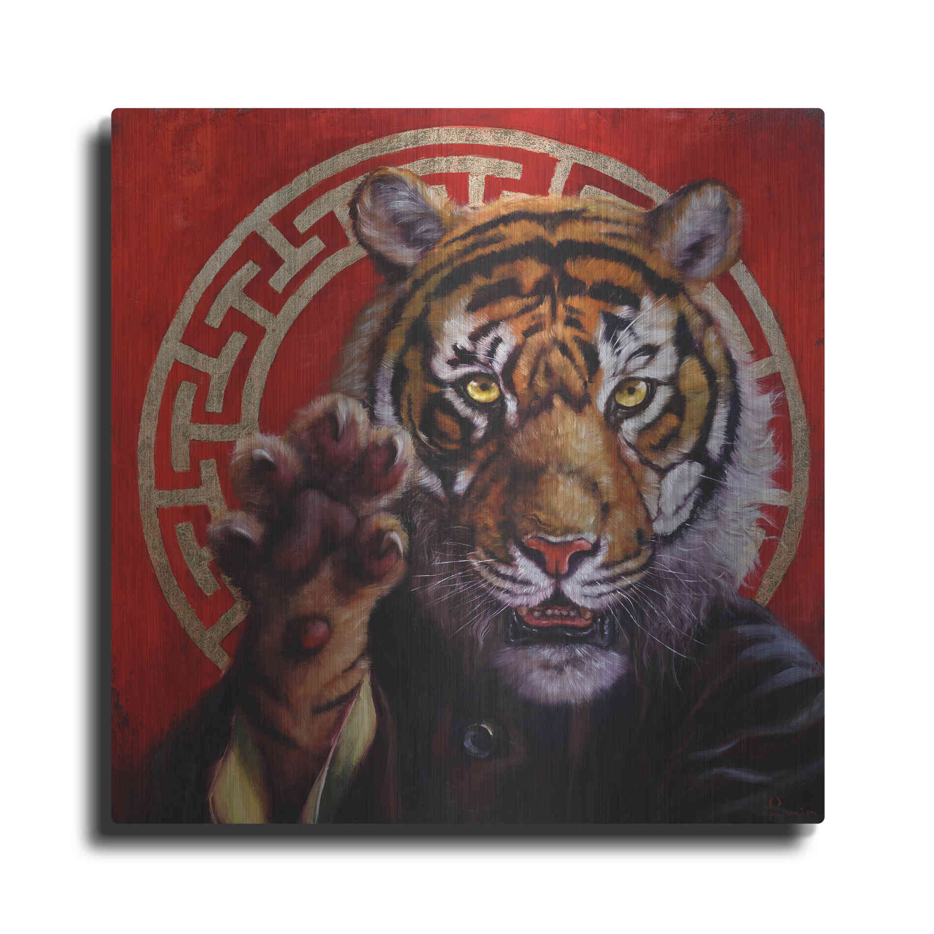 Luxe Metal Art 'Legend of Tiger Claw' by Lucia Heffernan, Metal Wall Art