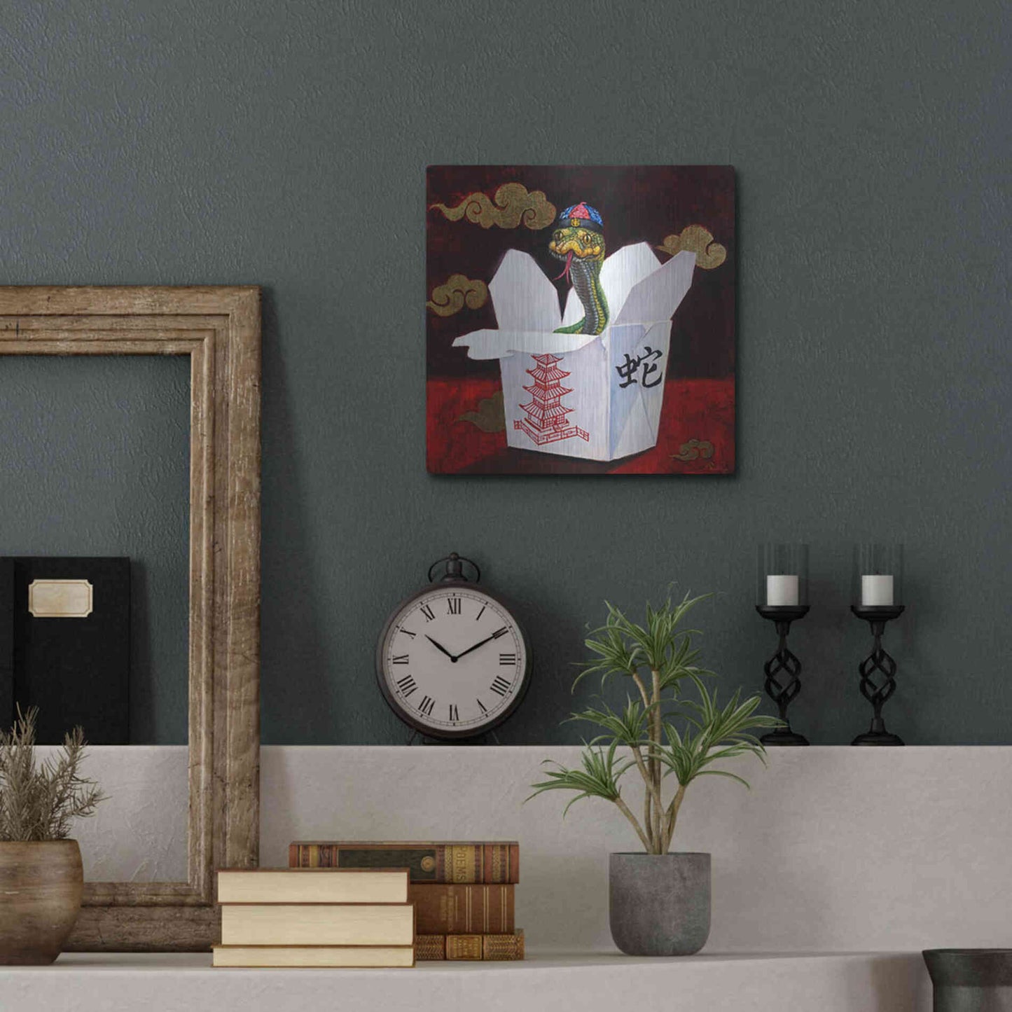 Luxe Metal Art 'Takeout with a Twist' by Lucia Heffernan, Metal Wall Art,12x12