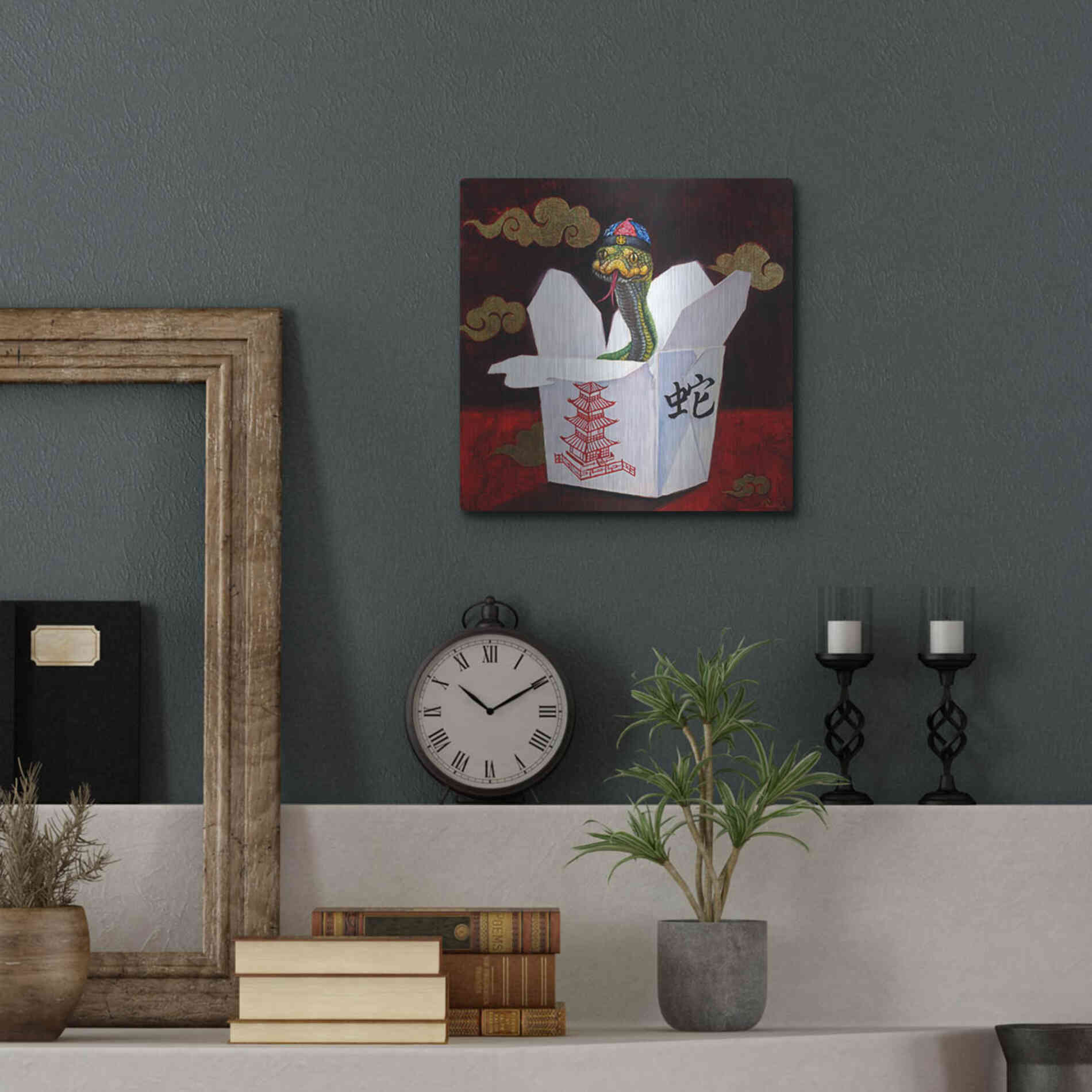 Luxe Metal Art 'Takeout with a Twist' by Lucia Heffernan, Metal Wall Art,12x12